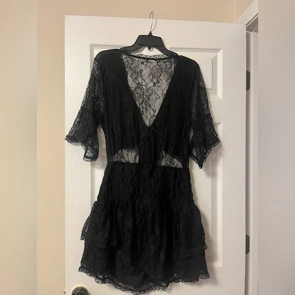 Free People LaLa Lace Mini Dress Color Black Size XL - Picture 7 of 9